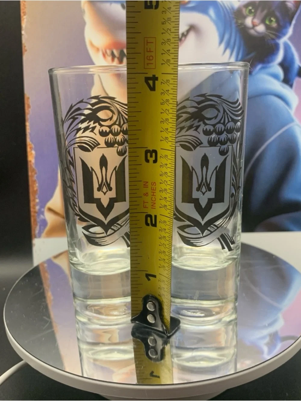 Vintage Ukraine Tryzub Coat of Arms Trident Shot Glass Shotglass Lot of 2